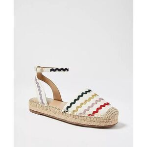Ann Taylor Isabella Rainbow Rick Rack Linen Espadrille Flats Women's 7M